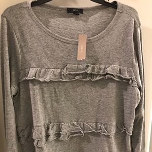 Grey long sleeve ruffle tshirt